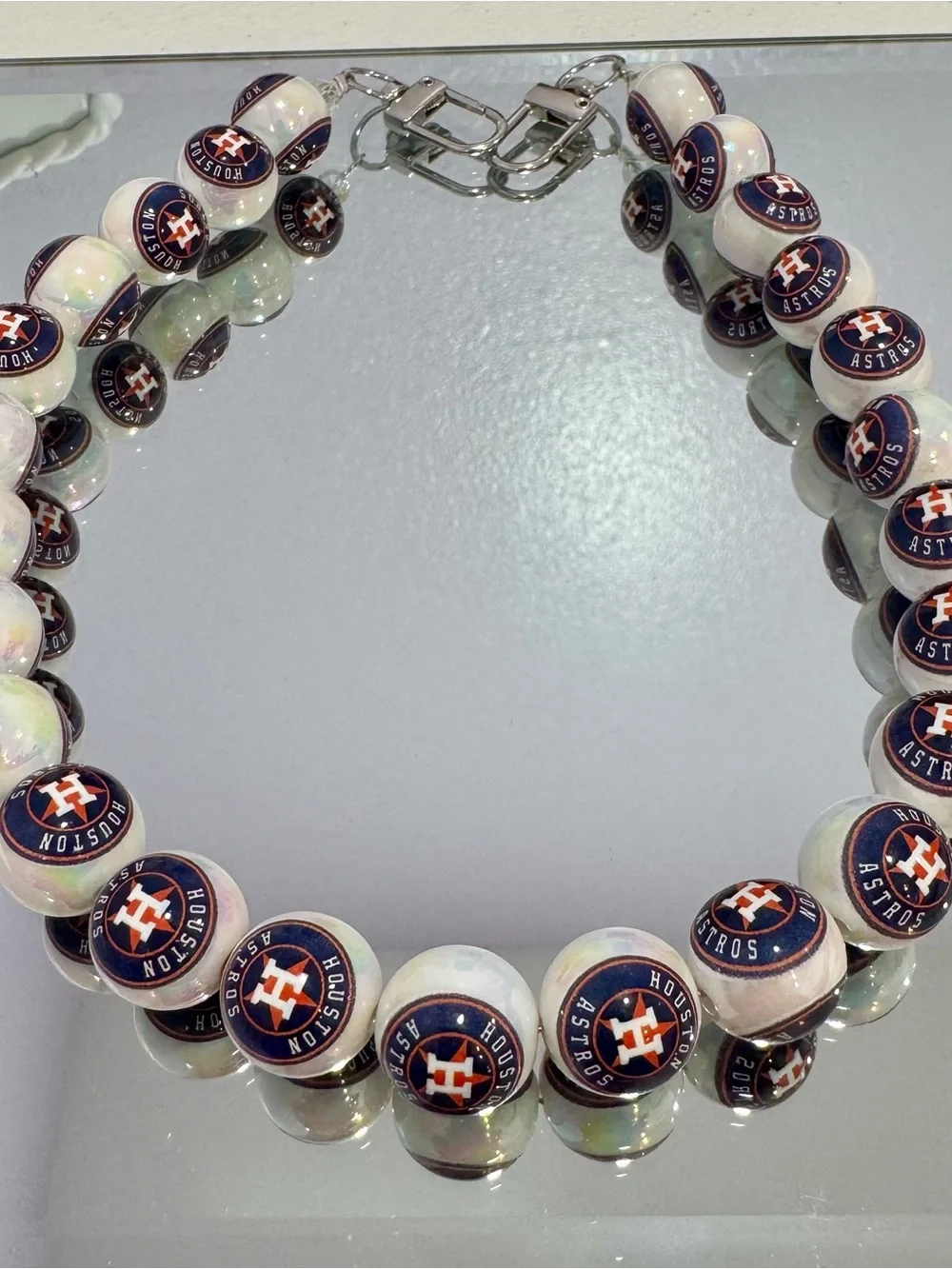 New White Houston Bead Bag Chain 18 inches